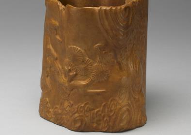 图片[2]-Carved leather brush pot with pine decoration, Qianlong reign (1736-1795), Qing dynasty-China Archive